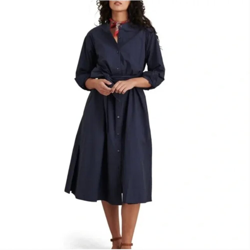 ALEX MILL navy blue poplin Gracie shirt dress